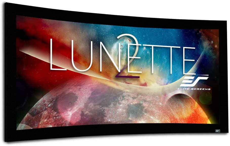 Photo 1 of Elite Screens Lunette 2 Series, 115-inch Diagonal 2.35:1, Curved Home Theater Fixed Frame Projector Screen, CURVE235-115W2, cinewhite, 115"" diag. 2.35:1"
