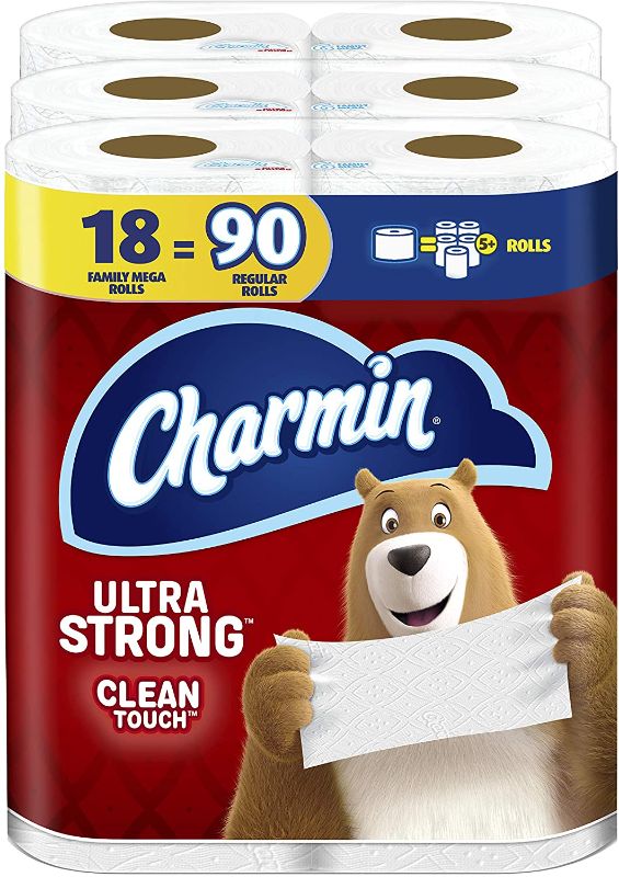 Photo 1 of Charmin Ultra Strong Clean Touch Toilet Paper, 18 Family Mega Rolls = 90 Regular Rolls
