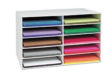 Photo 1 of Classroom Keepers Construction Paper Storage, White, 12-1/4"W x 18-1/4"D x 3"H
