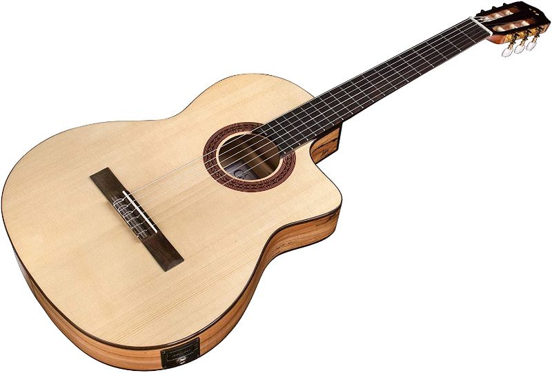 Photo 1 of Cordoba C5-CET Limited Spalted Maple Thin Body Cutaway Classical Acoustic-Electric Nylon String Guitar, Iberia Series
