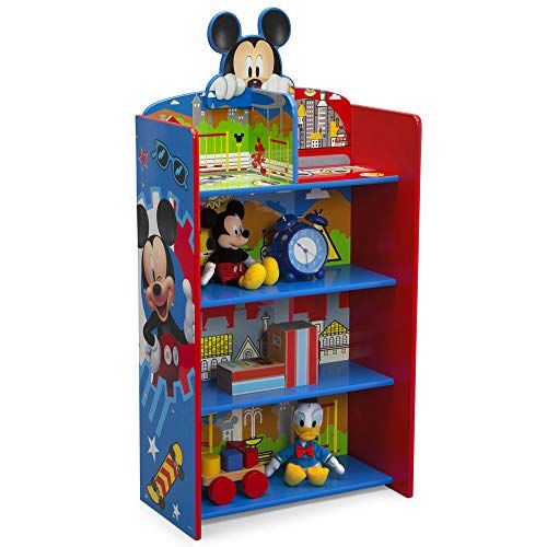 Photo 1 of Delta Children Wooden Playhouse 4-Shelf Bookcase for Kids, Mickey Mouse