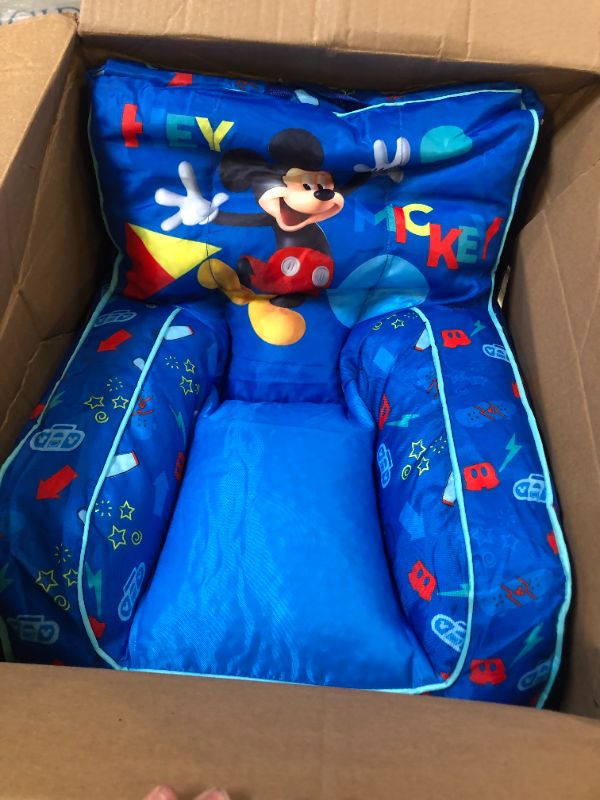 Photo 3 of Idea Nuova Disney Mickey Mouse Kids Nylon Bean Bag Chair with Piping & Top Carry Handle