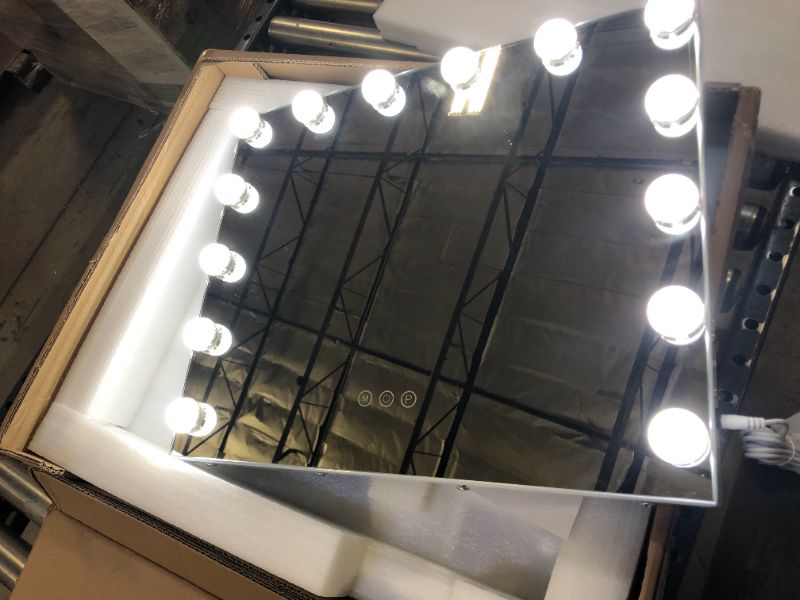 Photo 3 of Fenair Vanity Mirror with Lights Hollywood Mirror with 14 LED Dimmable Bulbs 3 Color Lighting Modes Lighted Makeup Mirror with USB Port Magnifying Make up Mirror with Touch Control