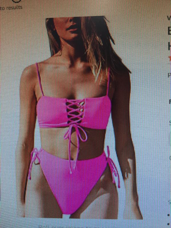 Photo 1 of ESONLAR Women's Sexy Lace-Up Beandeau High Wasited Bikini Set 2PCS Swimsuits HOT PINK
SIZE SMALL
