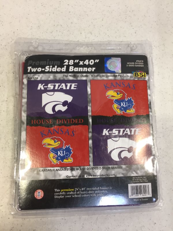 Photo 2 of BSI PRODUCTS, INC. - House Divided 2-Sided 28" x 40" Banner with Pole Sleeve - Kansas and Kansas State - KU & KSU Football Pride - High Durability for Indoor and Outdoor Use - Great Gift Idea
