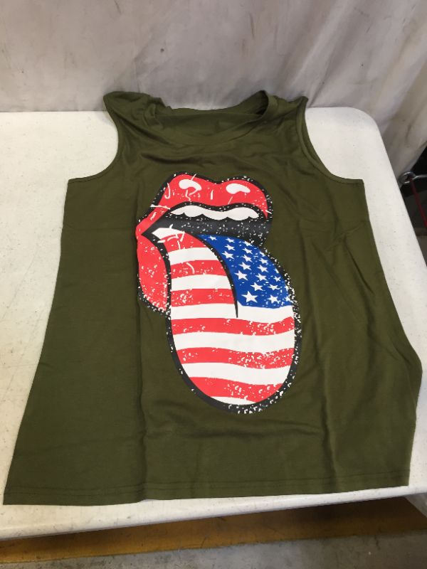 Photo 1 of ROLLING STONES SLEEVELESS TOP GREEN 
SIZE SMALL