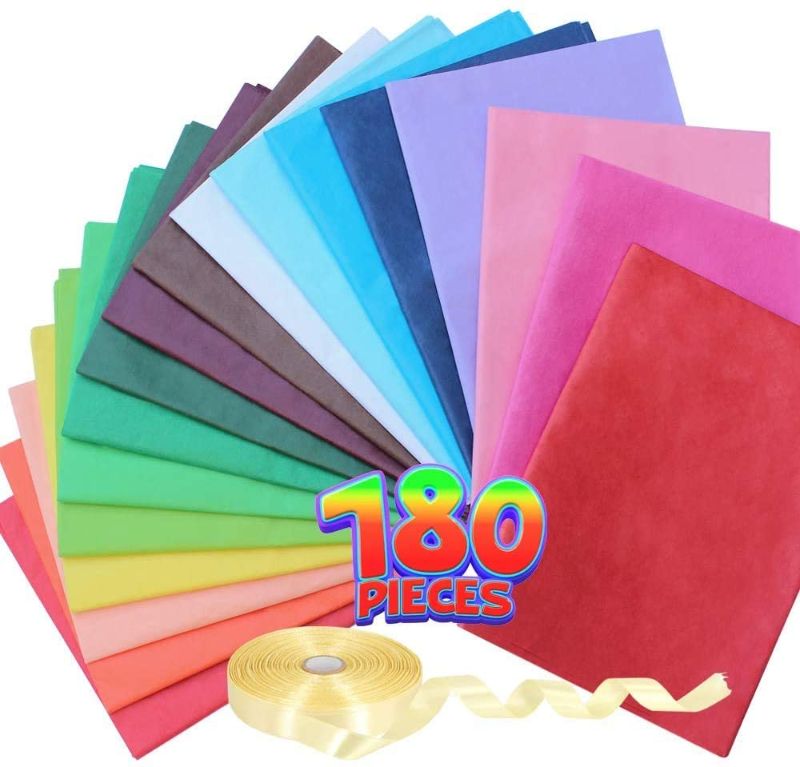 Photo 1 of 180 Sheets Tissue Paper Bulk for Gift Bags 18 Assorted Colors Wrapping Paper 20x28 inches Art Colored Tissue Paper DIY Crafts Packaging Decorative Party Flower Tissue Paper Pom Poms (20x28 inch)

