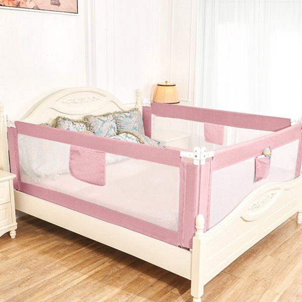 Photo 1 of Baby Bed Enclosure Fence  Bed Rails 47''60''70''80''87''(L) Height Adjustable Bed Guard (Pink)
