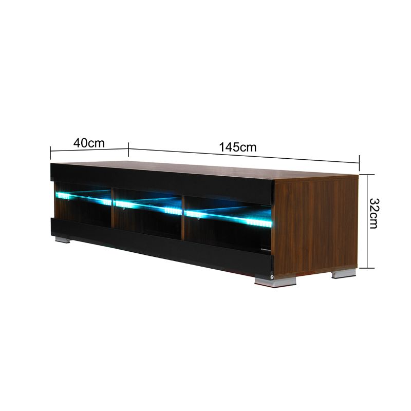 Photo 2 of 57'' TV Unit Cabinet Stand Wood Console High Gloss LED Lights Shelves Furniture (White Color)