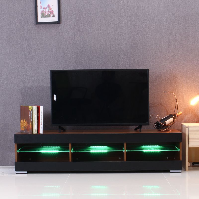 Photo 1 of 57'' TV Unit Cabinet Stand Wood Console High Gloss LED Lights Shelves Furniture (White Color)