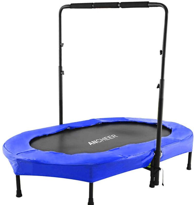 Photo 1 of ANCHEER Foldable Trampoline, Mini Rebounder Trampoline with Adjustable Handle, Exercise Trampoline for Indoor/Garden/Workout Cardio, Parent-Child Twins Trampoline Max Load 220lbs
