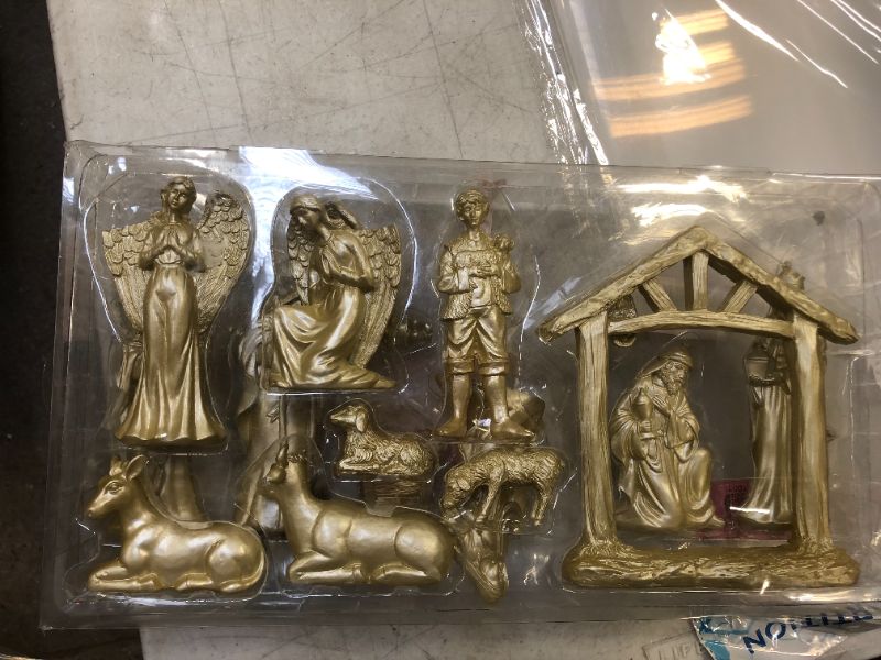 Photo 1 of 2pieces are broken---14pc Nativity Set Decorative Figurine Gold - Wondershop
