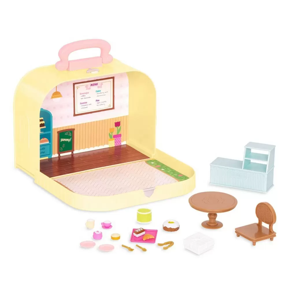 Photo 1 of Li'l Woodzeez Toy Furniture Set in Carry Case 20pc - Travel Suitcase Pastry Shop
