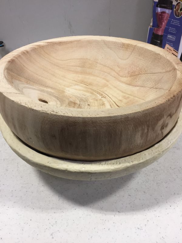 Photo 1 of 12" x 4" Decorative Paulownia Wood Bowl Beige 
