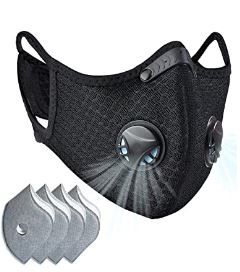 Photo 1 of Besungo Reusable Dust Mask Sports Face Mask with Filter, Men's and Women's Universal Masks, Suitable for Woodworking, Outdoor Activities (Black with Logo, 1 Mask + 4 Filters Included)
