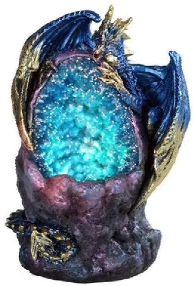 Photo 1 of GSC 71888 5 Inch Dragon Figurine LED Light Blue Crystal Stone-----PULL PLASTIC OUT OF BOTTOM AND SWITCH TO ON TO ACTIVATE LED LIGHT 
