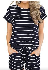 Photo 1 of ANRABESS Women's Summer Crewneck Casual Loose Short Sleeve Jumpsuit Rompers One Piece Pajamas Loungewear with Pockets SIZE SMALL 
