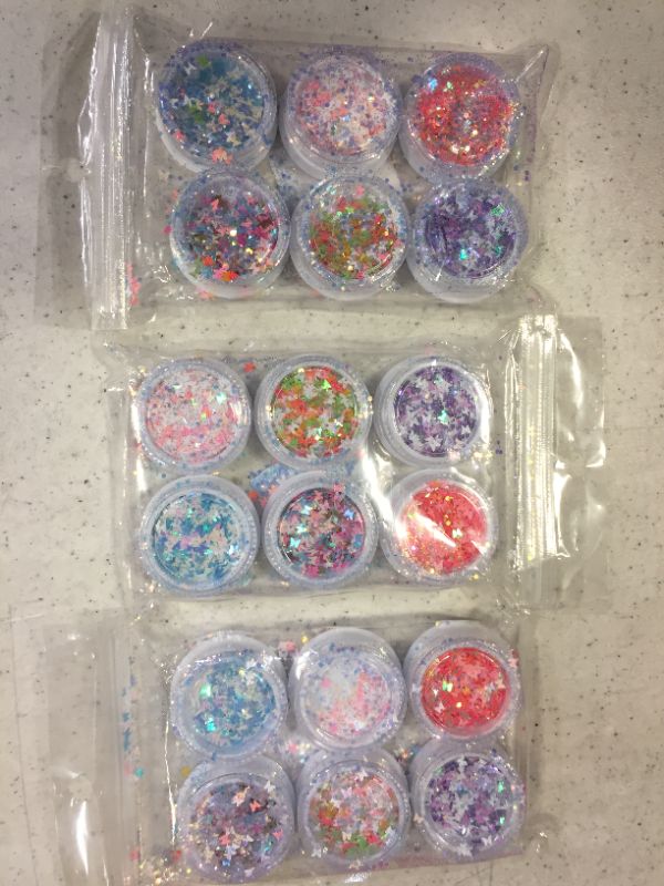 Photo 1 of 6 Boxes 3D Butterfly Nail Art Glitter Sequins, Kalolary Splarkly Laser Coloful Butterfly Nail Sequin Acrylic Paillettes, Holographic Nail Glitters for Nail Decoration Makeup Resin Mold DIY