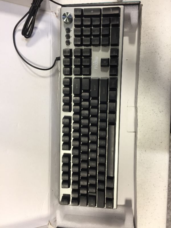 Photo 1 of FIODIO Membrane Gaming Keyboard, Wired RGB Rainbow Backlit Keyboard, Ergonomic Standard Keyboard for Desktop, Computer and PC, Silver-Black (FK-2028-US)
