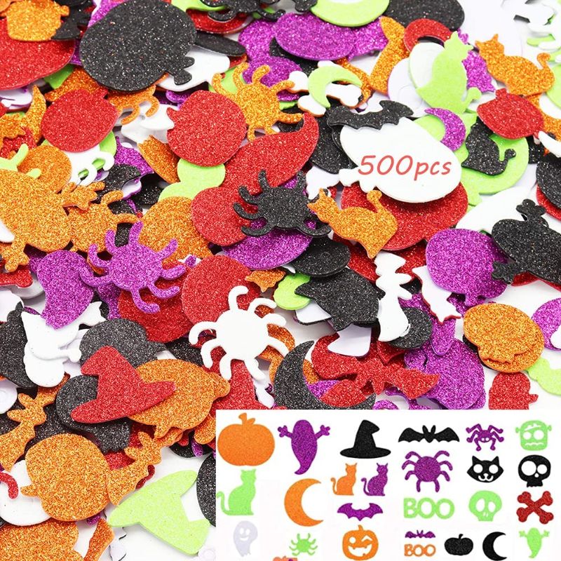 Photo 1 of 500 PCS Halloween Foam Craft Stickers Self Adhesive Glitters Halloween Foam Stickers for Kids Craft, Pumpkin, Trick or Treat Bags, Halloween Party Supplies Decorations
2 PCK