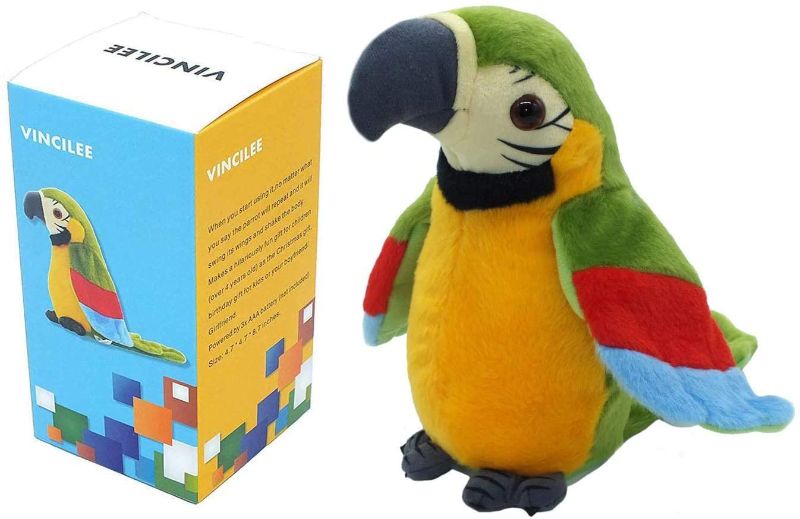 Photo 1 of VINCILEE Talking Parrot Repeat What You Say Mimicry Pet Toy Plush Buddy Parrot for Children Gift,4.3 x 8.7inches( Green)
