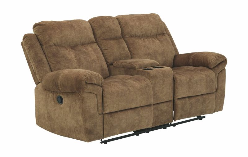 Photo 1 of Ashley Huddle-Up Nutmeg Double Rec Loveseat w/Console
