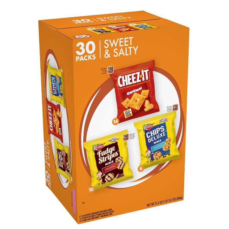 Photo 1 of 
2PACK Cheez-It Keebler Fudge Stripes Chip Deluxe, Sweet Salty Variety Snack Box, 1 oz, 20 Count (EXP:AUG-DEC/2021)