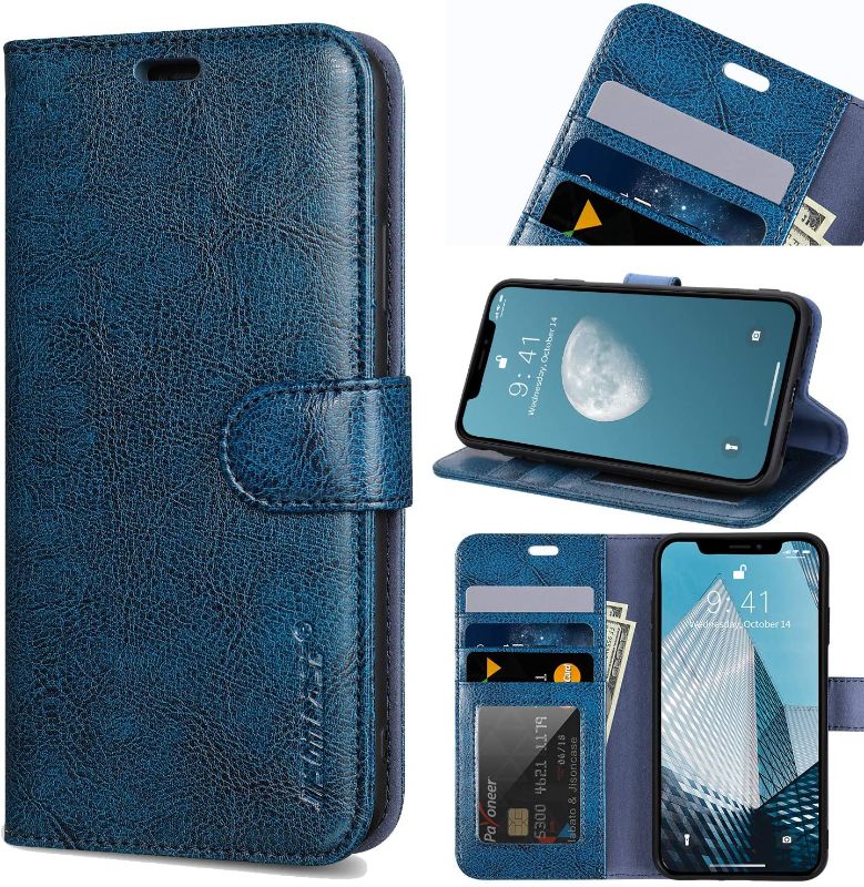 Photo 1 of JISON21 iPhone 11 Wallet Case, iPhone 11 Wallet Case with Card Holder, Leather Flip Folio Cover with Magnetic Closure Kickstand Function for Apple iPhone 11 6.1” (Blue)
