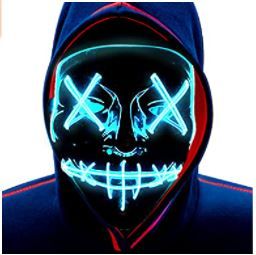 Photo 1 of Halloween Purge Led Mask, Halloween Scary Cosplay Mask, Light Up Mask for Festival Party Adults Costume Men Women (3 pack) (color will vary)
