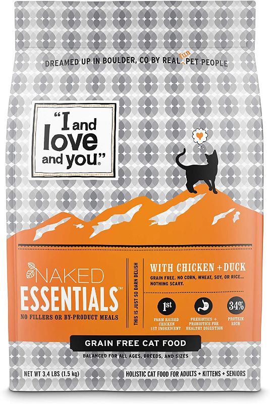 Photo 1 of "I and love and you" Naked Essentials Dry Cat Food - Grain Free Kibble for Cats (Variety of Flavors: Chicken + Duck, Salmon + Trout)
