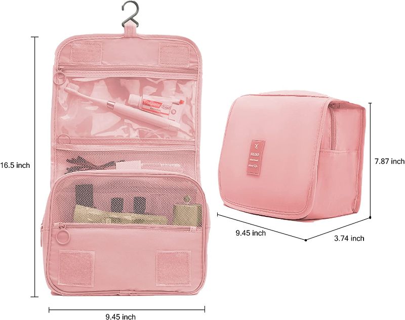 Photo 2 of SOLOAD Hanging Toiletry Bag,Travel Makeup Organizer(Pink)
