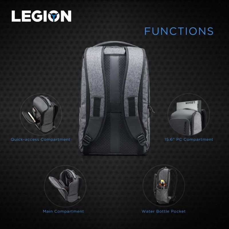 Photo 2 of Lenovo Legion Recon 15.6 inch Gaming Backpack, sleek, modern, lightweight, water-repellent front panel, breathable back padding, for gamers, causal or college students, GX40S69333

