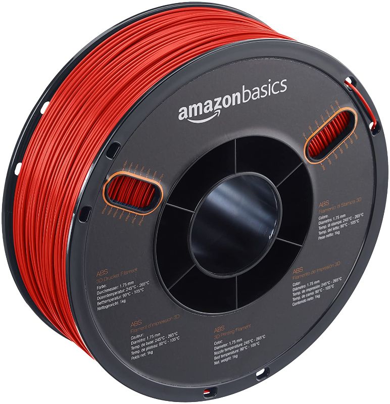 Photo 2 of Amazon Basics ABS 3D Printer Filament, 1.75mm, Red, 1 kg Spool

