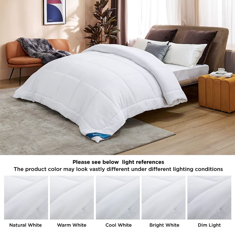 Photo 2 of Bedsure Comforter Full Size Duvet Insert - Down Alternative White Full Size Comforter, Quilted All Season Full Comforter with Corner Tabs
