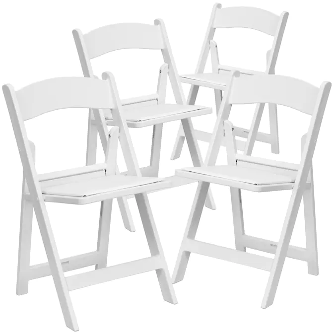 Photo 1 of Flash Furniture 4-Pack White Standard Folding Chair Upholstered Seat (Indoor or Outdoor)