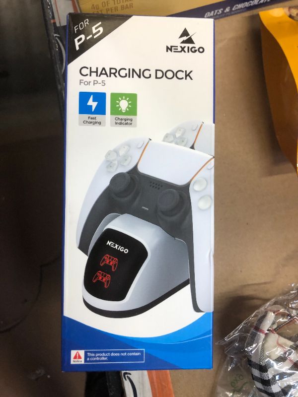 Photo 2 of NexiGo PS5 Dock TP5-0515B Dobe Upgraded PS5 Controller Charger, Dual Sharing Station with LED indicator, High Speed, Fast Charging Dock for Playstation 5, White - SEALED 