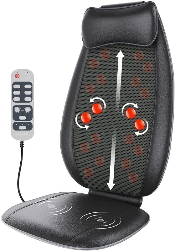 Photo 1 of  Back Massager, RENPHO S-Shaped Shiatsu Massage Seat Cushion with Vibration, Heat, Deep Kneading Rolling, Massage Chair Pad for Shoulder Waist Hips Muscle Pain Relief,Home/Office
