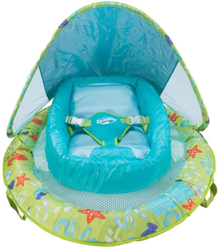 Photo 1 of SwimWays Infant Baby Spring Float with Adjustable Sun Canopy - Green
