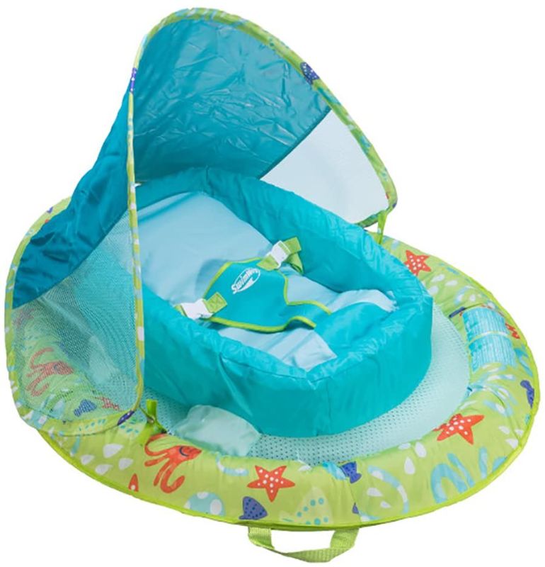 Photo 2 of SwimWays Infant Baby Spring Float with Adjustable Sun Canopy - Green
