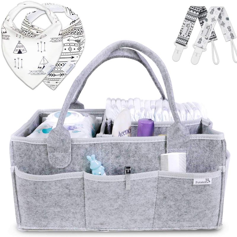 Photo 1 of Putska Baby Diaper Caddy Organizer: Portable Holder Bag for Changing Table and Car, Nursery Essentials Storage bins
