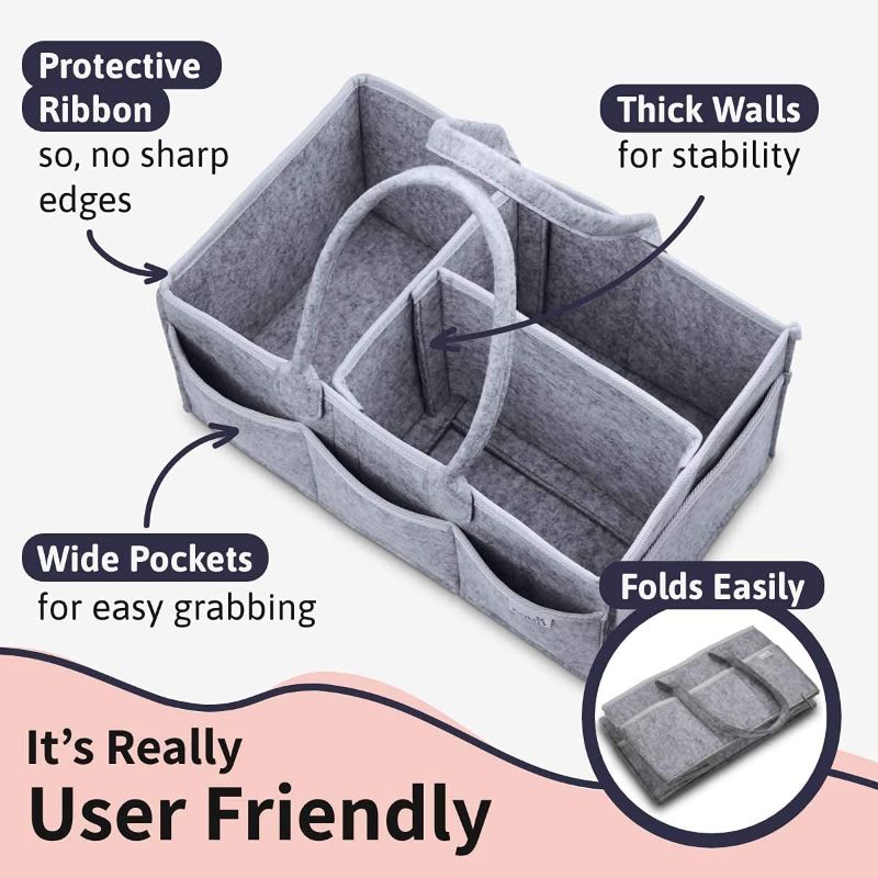 Photo 3 of Putska Baby Diaper Caddy Organizer: Portable Holder Bag for Changing Table and Car, Nursery Essentials Storage bins
