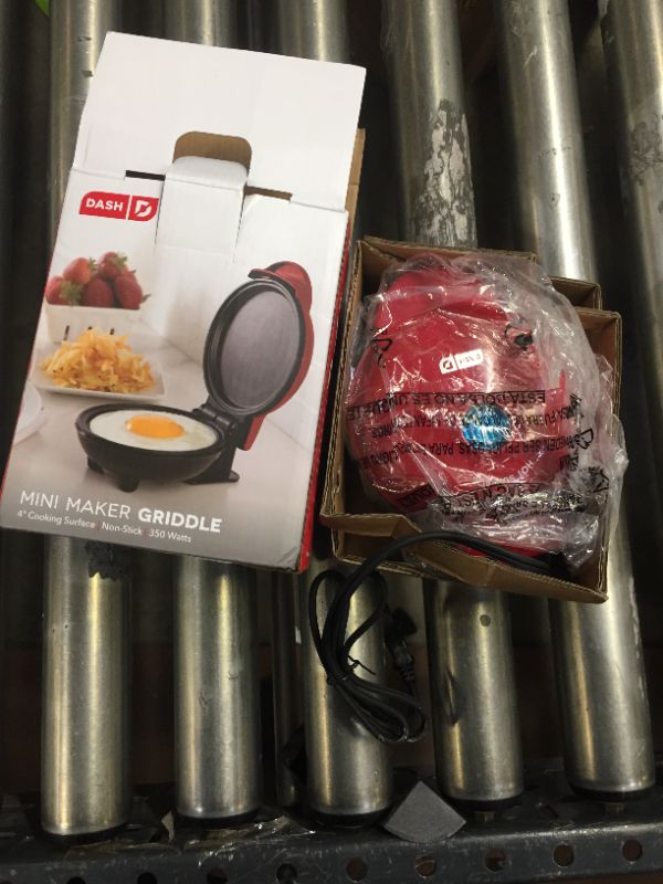 Photo 2 of Dash DMS001RD Mini Maker Electric Round Griddle for Individual Pancakes, Cookies, Eggs & other on the go Breakfast, Lunch & Snacks, with Indicator Light + Included Recipe Book, Red
