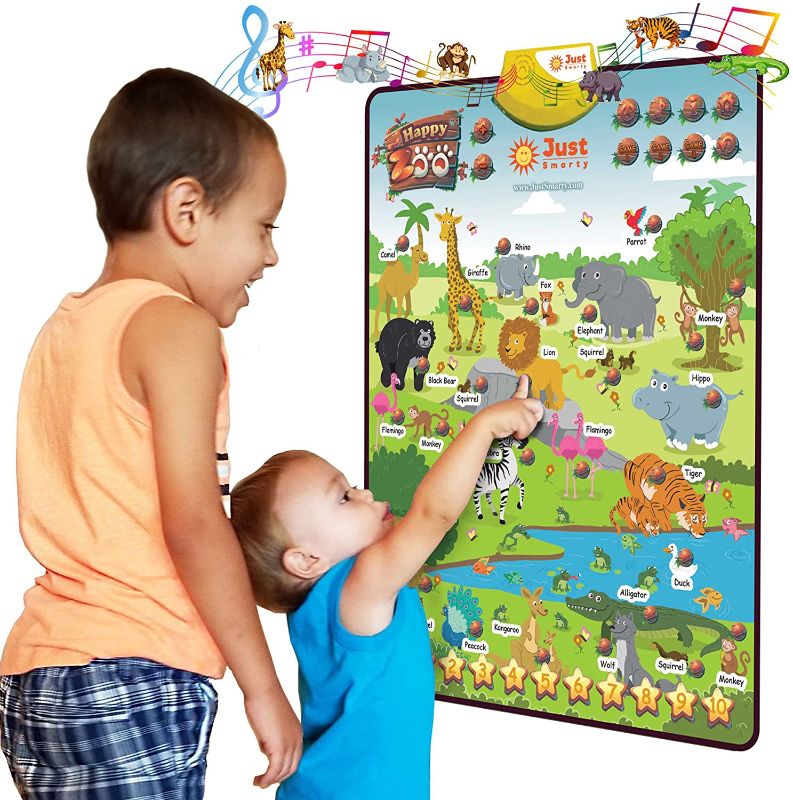 Photo 1 of Just Smarty Interactive Happy Zoo Learning Poster, with Animal Sounds, Fun Facts, Counting and Memory Games
