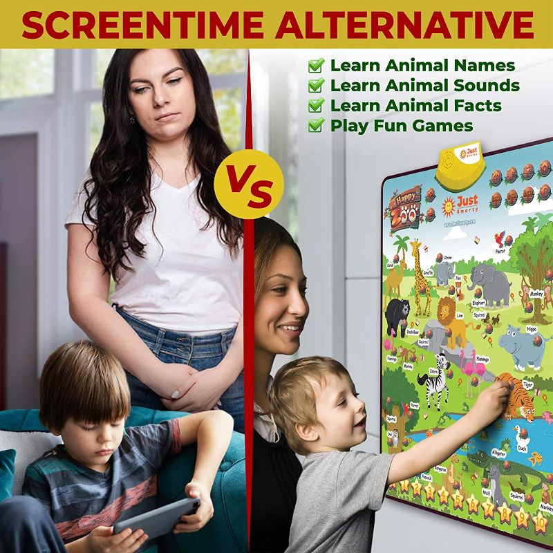 Photo 2 of Just Smarty Interactive Happy Zoo Learning Poster, with Animal Sounds, Fun Facts, Counting and Memory Games
