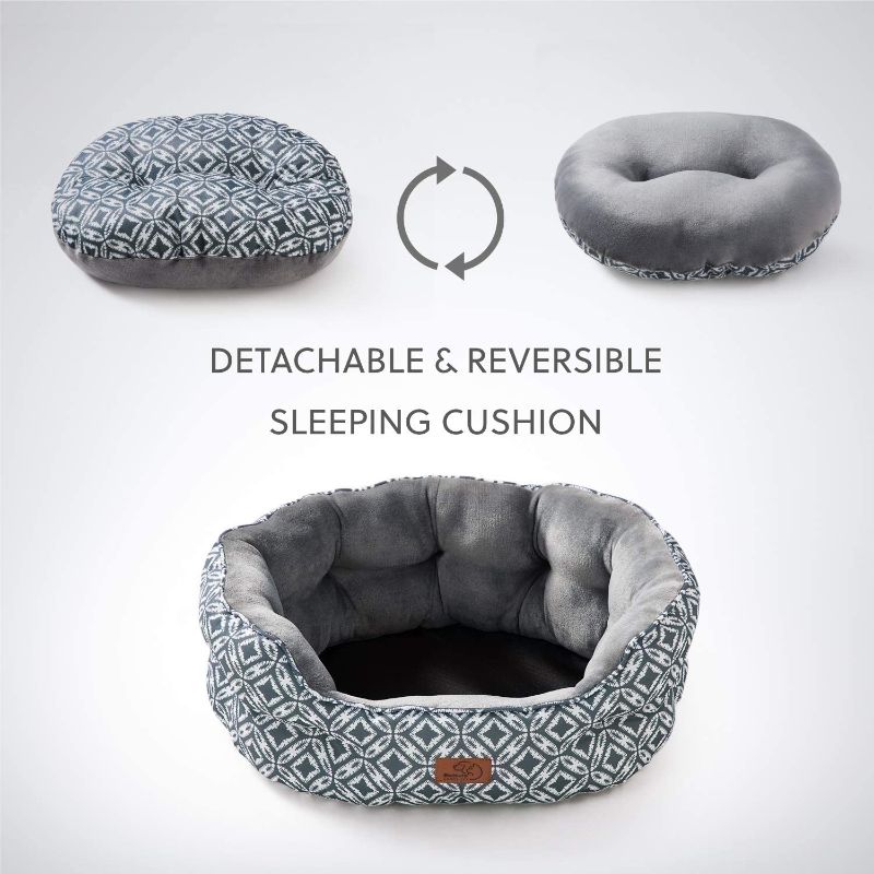 Photo 2 of Bedsure 25 Inches Pet Bed for Small/Medium Dogs or Large Cats - Reversible Cushion for Joint-Relief and Sleep Improvement - Machine Washable - Grey, 25x21x9 Inches
