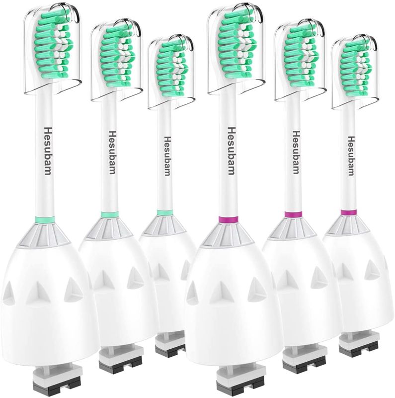 Photo 1 of Hesubam Replacement Toothbrush Heads for Philips Sonicare E-Series Essence CleanCare Elite Advance and Xtreme Electric Screw-on Toothbrush Handles, 6 Pack
