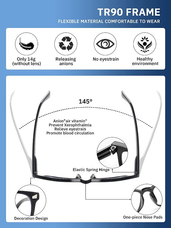 Photo 2 of 5 Pack Reading Glasses Blue Light Blocking, Filter UV Ray/Glare Computer Readers Fashion Nerd Eyeglasses Women/MenC1 Mix, 1.0)
