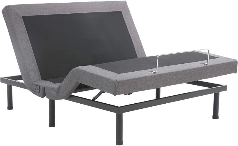 Photo 1 of Classic Brands Adjustable Comfort Upholstered Adjustable Bed Base with Massage, Wireless Remote, Three Leg Heights, and USB Ports-Ergonomic, King, Black
