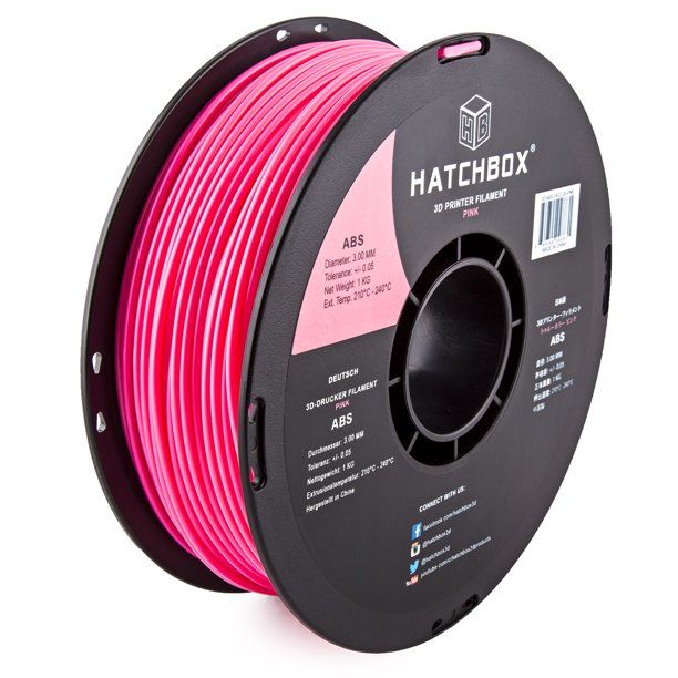 Photo 1 of HATCHBOX 3D ABS-1KG3.00-PNK ABS 3D Printer Filament, Dimensional Accuracy +/- 0.05 mm, 1 kg Spool, 3.00 mm, Pink
