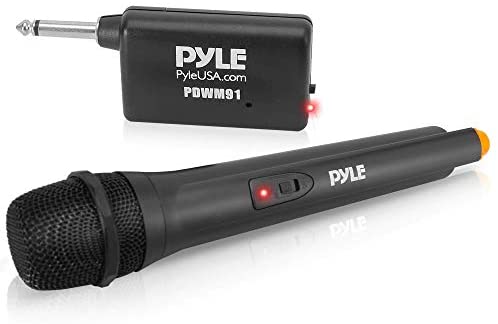 Photo 1 of Portable VHF Wireless Microphone System - Professional Battery Operated Handheld Dynamic Unidirectional Cordless Microphone Transmitter Set W/Adapter Receiver, for PA Karaoke DJ Party - Pyle PDWM91
